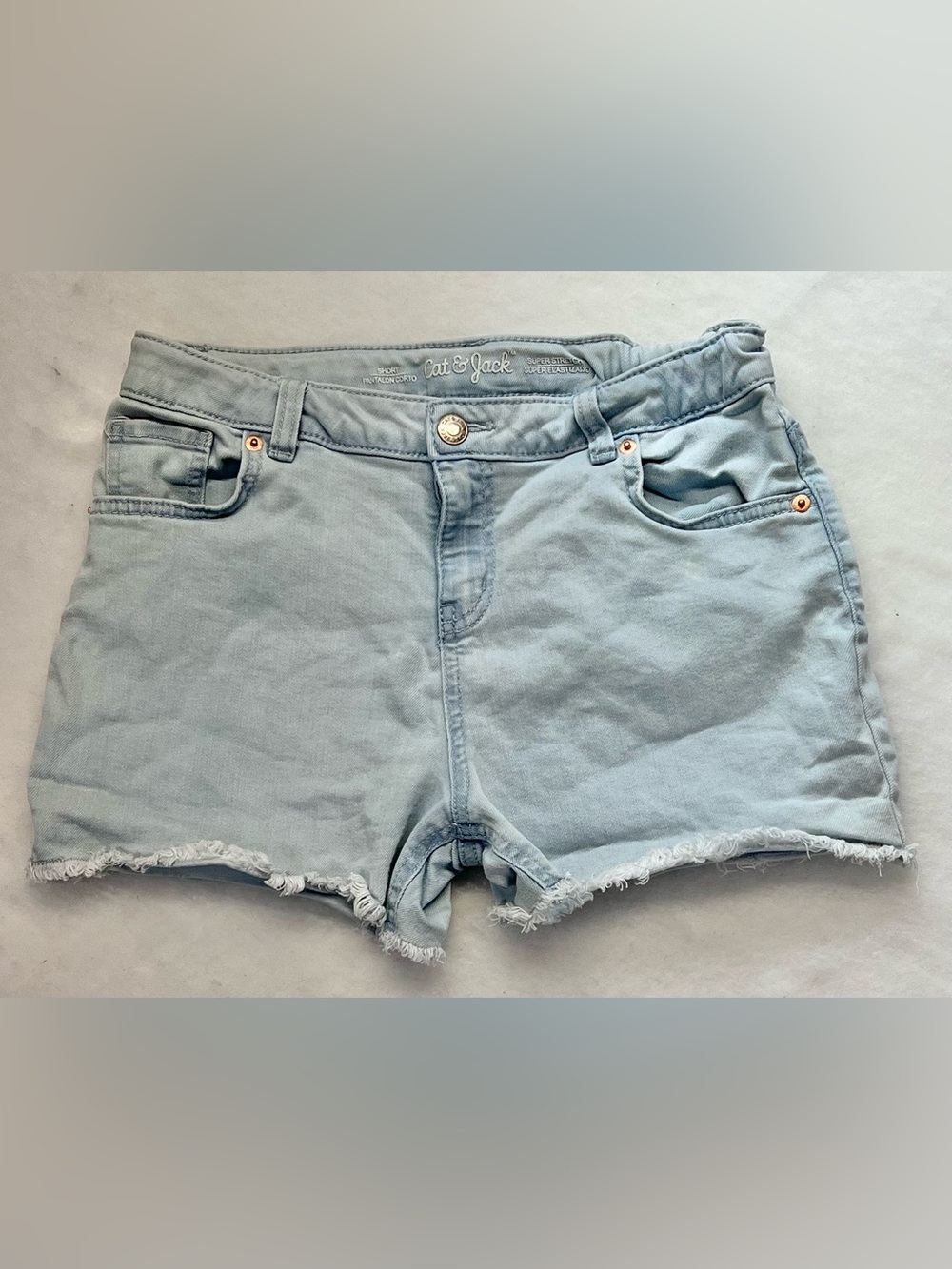 Cat‎ and Jack light wash denim frayed shorts XL-14/16